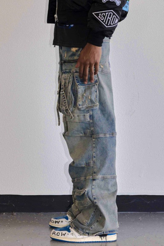Y2k Utility Cargo Denim Pants