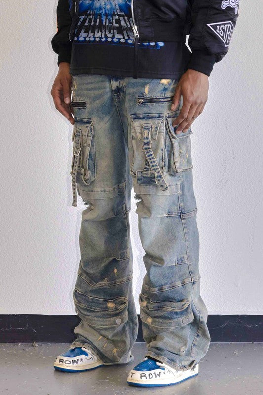 Y2k Utility Cargo Denim Pants
