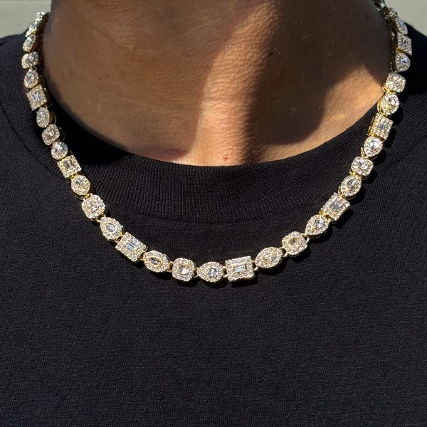 Men's Iced Out 6mm Mixed Stone Cluster Chain Necklv