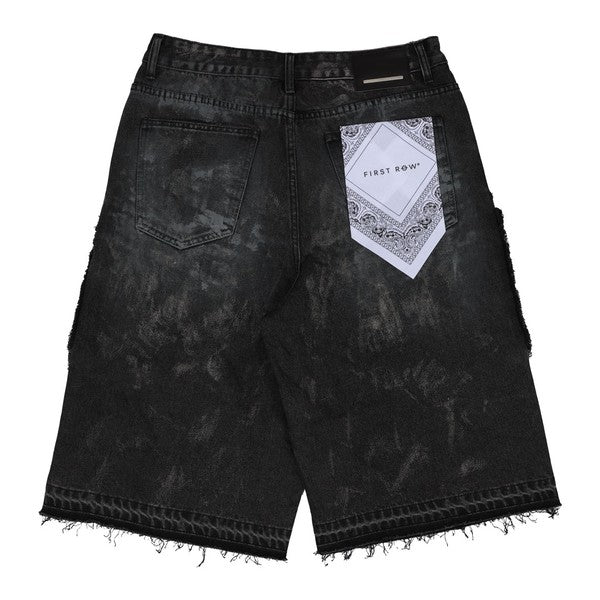 Washed Multi Cargo Denim Jorts