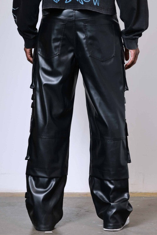 Pu Y2k Utility Cargo Pants