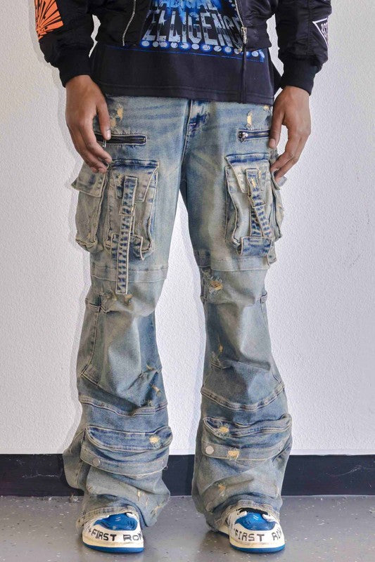 Y2k Utility Cargo Denim Pants