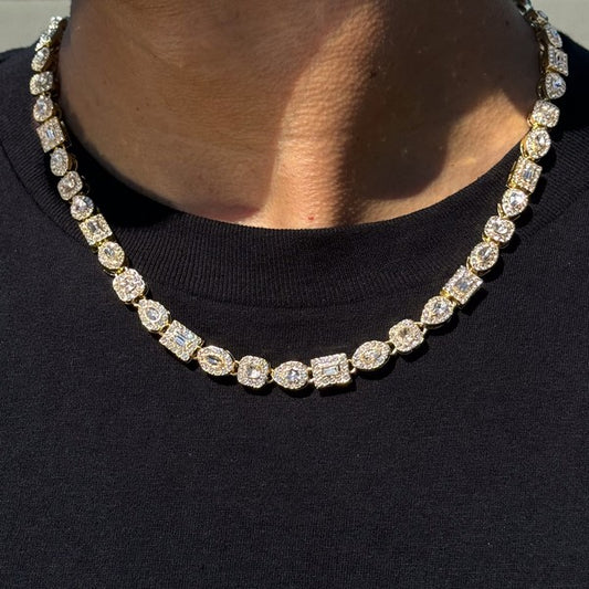 Men's Iced Out 6mm Mixed Stone Cluster Chain Necklv