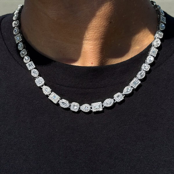 Men's Iced Out 6mm Mixed Stone Cluster Chain Necklv