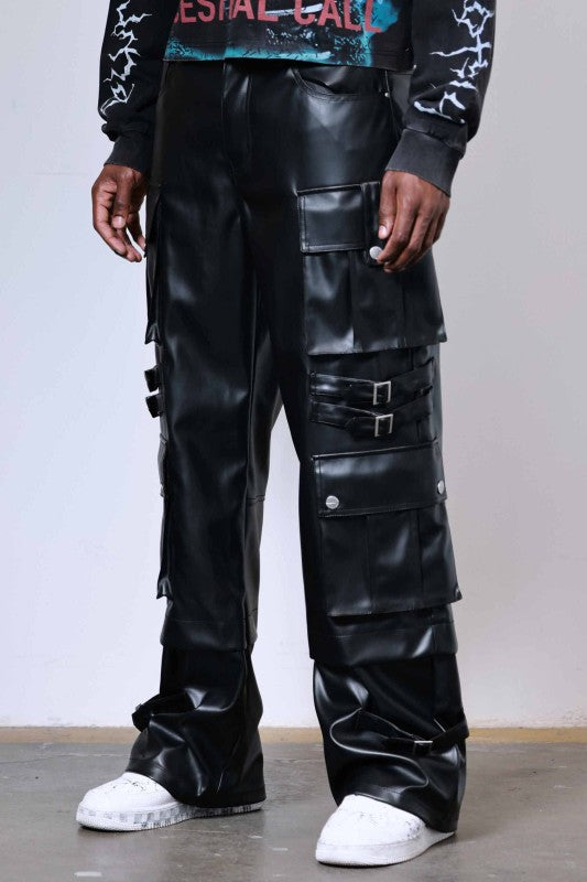 Pu Y2k Utility Cargo Pants