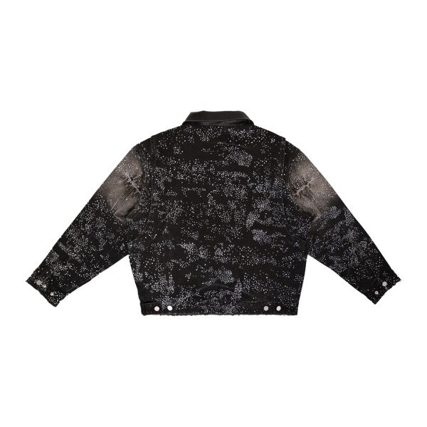 Allover Rhine Stone Black Workwear Jacket