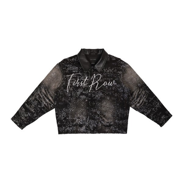 Allover Rhine Stone Black Workwear Jacket