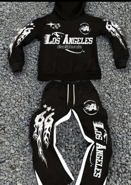 Men's casual and trendy hooded sweatshirt set